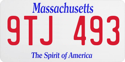 MA license plate 9TJ493
