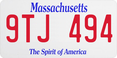 MA license plate 9TJ494