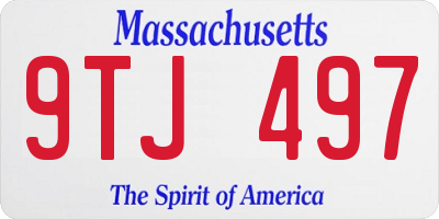 MA license plate 9TJ497