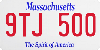 MA license plate 9TJ500