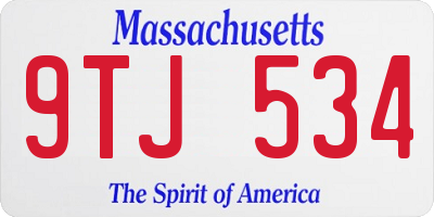 MA license plate 9TJ534