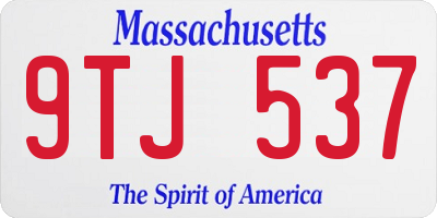 MA license plate 9TJ537