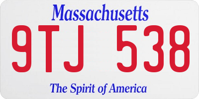 MA license plate 9TJ538