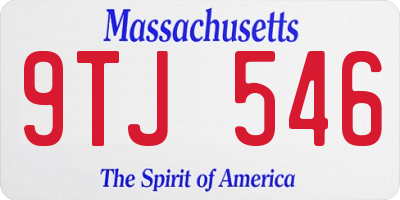 MA license plate 9TJ546