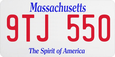 MA license plate 9TJ550
