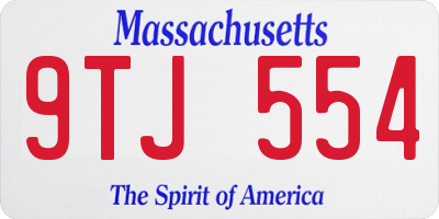 MA license plate 9TJ554