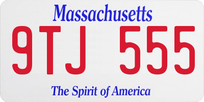 MA license plate 9TJ555