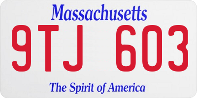 MA license plate 9TJ603