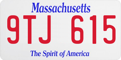 MA license plate 9TJ615