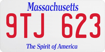 MA license plate 9TJ623