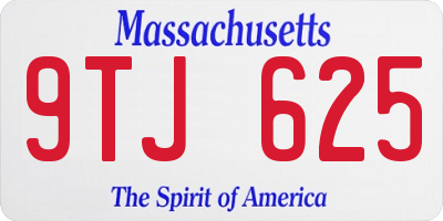 MA license plate 9TJ625