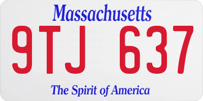 MA license plate 9TJ637