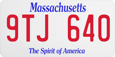 MA license plate 9TJ640