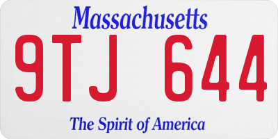 MA license plate 9TJ644