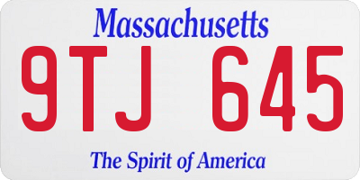 MA license plate 9TJ645
