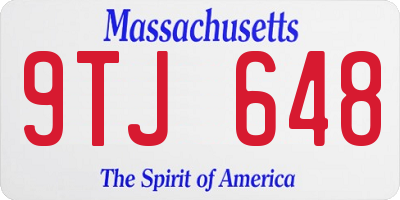 MA license plate 9TJ648