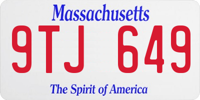 MA license plate 9TJ649