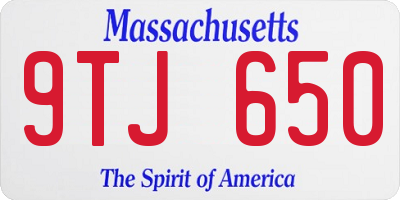 MA license plate 9TJ650