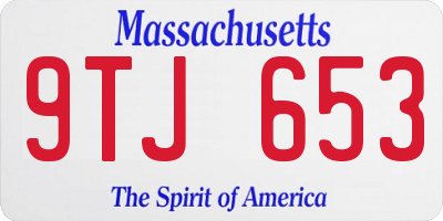 MA license plate 9TJ653