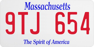 MA license plate 9TJ654