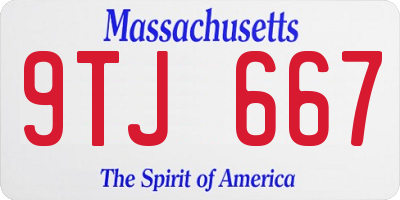 MA license plate 9TJ667