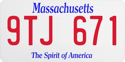 MA license plate 9TJ671