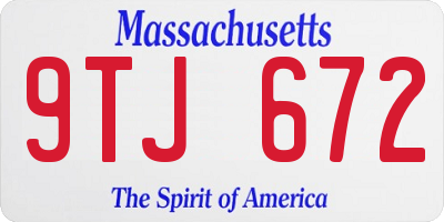 MA license plate 9TJ672
