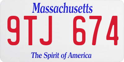 MA license plate 9TJ674
