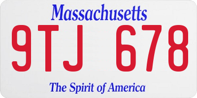 MA license plate 9TJ678