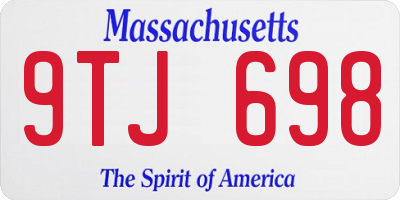 MA license plate 9TJ698