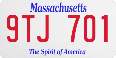 MA license plate 9TJ701