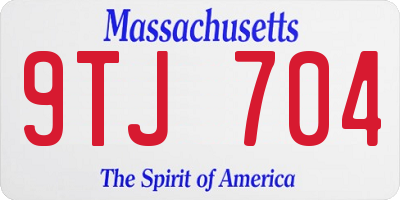 MA license plate 9TJ704