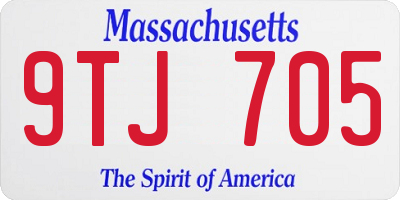 MA license plate 9TJ705