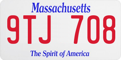 MA license plate 9TJ708
