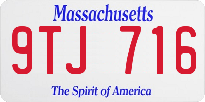 MA license plate 9TJ716