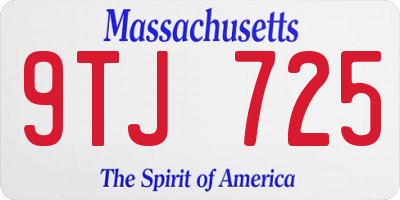 MA license plate 9TJ725