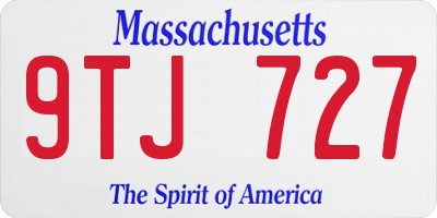 MA license plate 9TJ727
