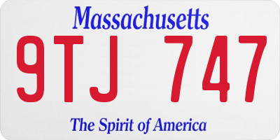 MA license plate 9TJ747