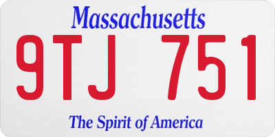 MA license plate 9TJ751