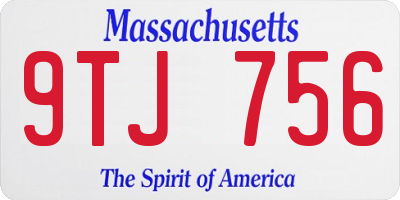 MA license plate 9TJ756
