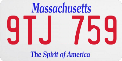 MA license plate 9TJ759