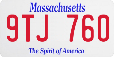 MA license plate 9TJ760