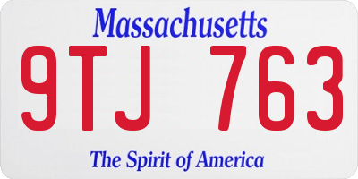 MA license plate 9TJ763