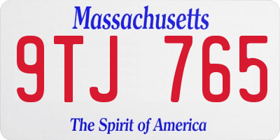 MA license plate 9TJ765