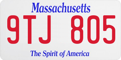 MA license plate 9TJ805