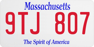 MA license plate 9TJ807
