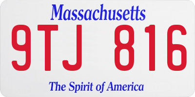 MA license plate 9TJ816