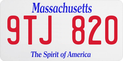 MA license plate 9TJ820