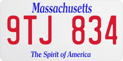 MA license plate 9TJ834
