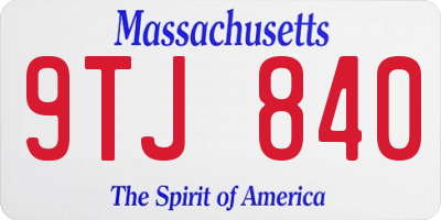 MA license plate 9TJ840